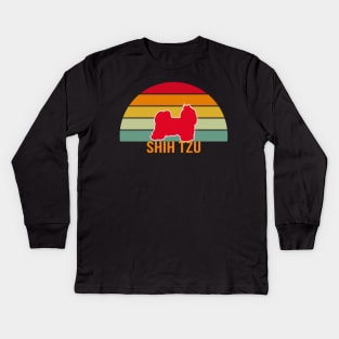 Shih Tzu Vintage Silhouette Kids Long Sleeve T-Shirt